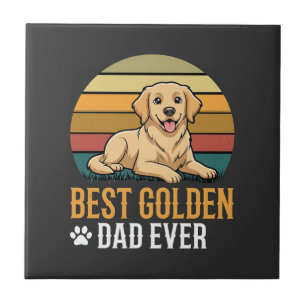 Best Golden Retriever Dad Ever Retro Dog Tile