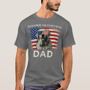 Best Golden Retrievers Dad Ever American Flag 4th T-Shirt