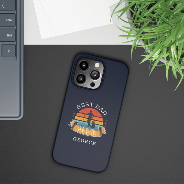 Best Golf Dad By Par Custom Retro Birthday Novelty Case-Mate iPhone Case (Best Dad By Par Retro Navy Blue Phone Case)