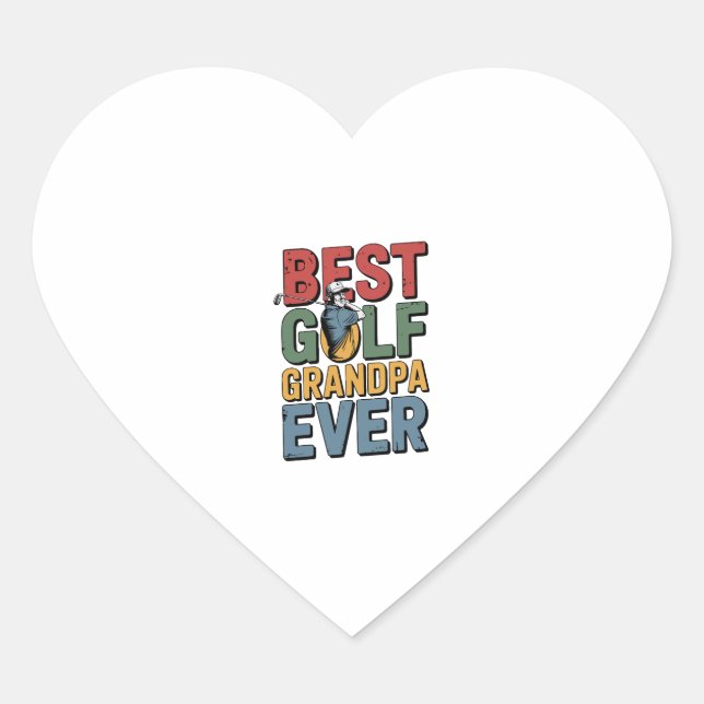 Best Golf Grandpa Ever Heart Sticker (Front)