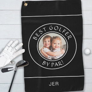 Best Golfer By Par Golfer Photo Cute Black & White Golf Towel