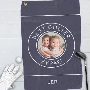 Best Golfer By Par Golfer Photo Cute Blue & White Golf Towel