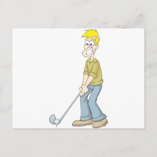 Best Golfer Dad Putting a Golf Ball Cartoon Postcard