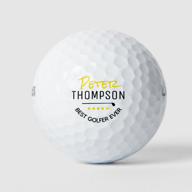Best Golfer Ever black and yellow Golf Balls (Front)