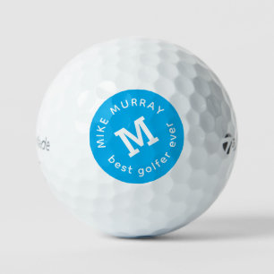 'Best Golfer Ever' Blue Monogrammed  Golf Balls