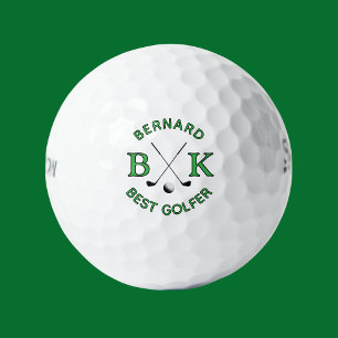 Best Golfer Monogram Golf Ball Green Name