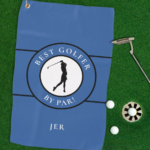 Best Golfer Monogrammed Sports For Her Blue Black Golf Towel