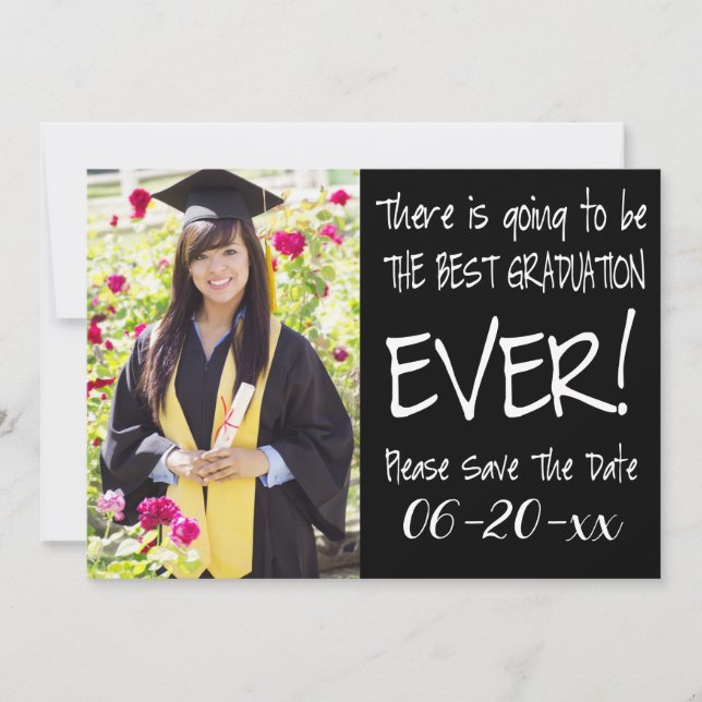 Best Graduation Save The Date  Photo Modern Black (Front)