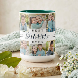 Best Gram Ever Personalized 8 Photo Collage Gift Two-Tone Coffee Mug