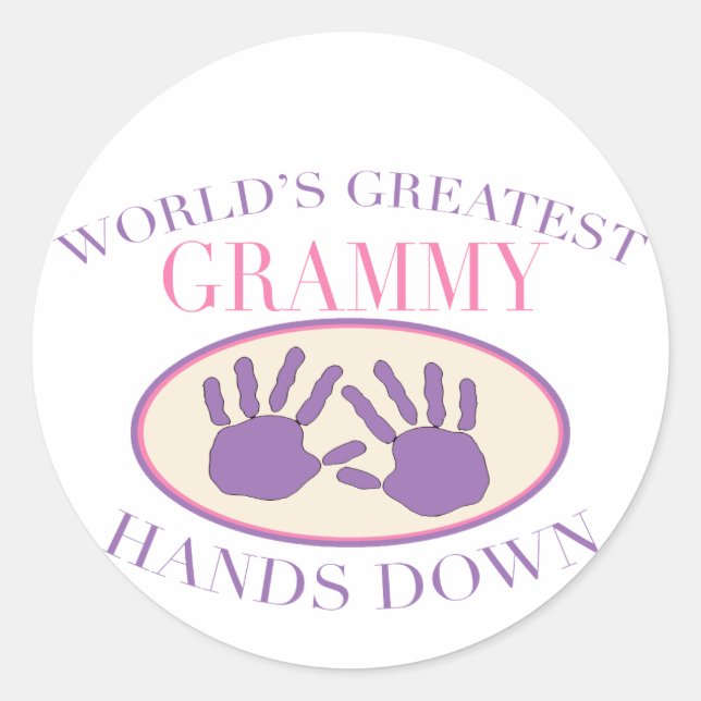 Best Grammy Hands Down T-shirt Classic Round Sticker (Front)