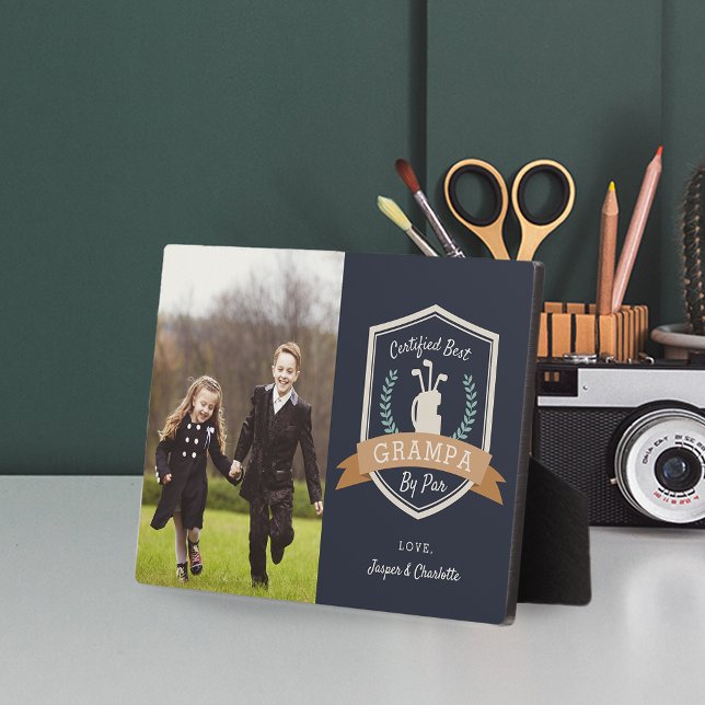 Best Grampa By Par | Golf Grandpa Photo Plaque (Creator Uploaded)