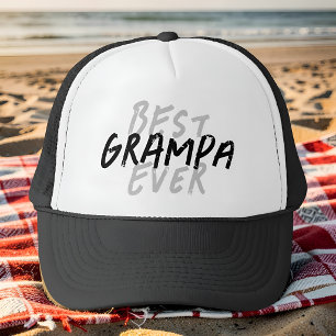Best Grampa Ever Modern Black and Grey Grunge Trucker Hat