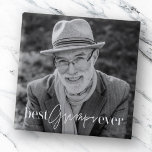 Best Grampa Ever Modern Simple Elegant Photo 15 Cm Square Badge<br><div class="desc">This simple and modern design is composed of serif and cursive typography and add a custom photo</div>