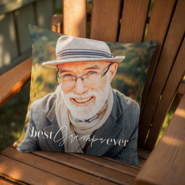 Best Grampa Ever Modern Simple Elegant Photo Cushion (Creator Uploaded)