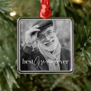 Best Grampa Ever Modern Simple Elegant Photo Metal Tree Decoration