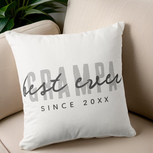 Best Grampa Ever Since 20XX Modern Simple Preppy Cushion (Creator Uploaded)