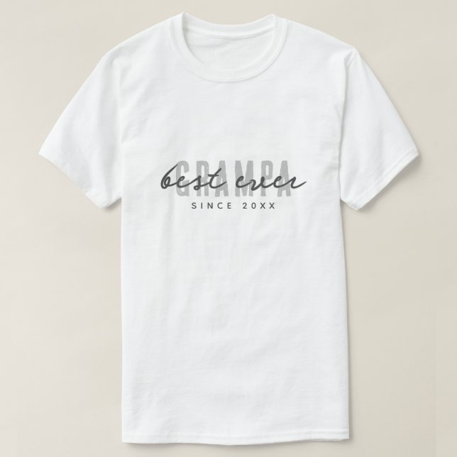 Best Grampa Ever Since 20XX Modern Simple Preppy T-Shirt (Design Front)