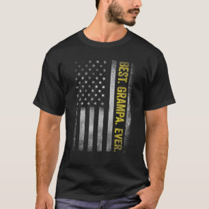 Best Grampa Ever Vintage American Flag For Fathers T-Shirt