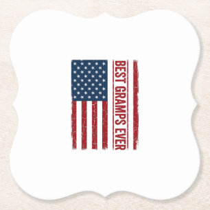Best Gramps Ever Patriotic Flag Vector Design_1 Paper Coaster