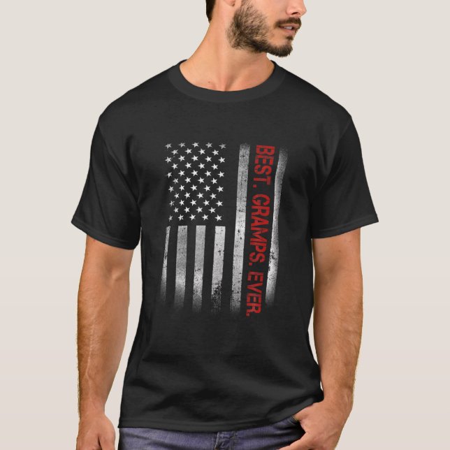 Best Gramps Ever Vintage American Flag For Dad Pap T-Shirt (Front)