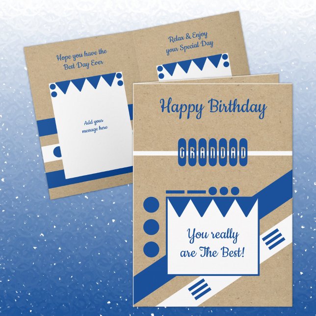 Best Grandad blue and white rustic Birthday Card (Creator Uploaded)