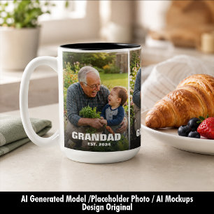 Best Grandad Bold Photo Collage Two-Tone Coffee Mug