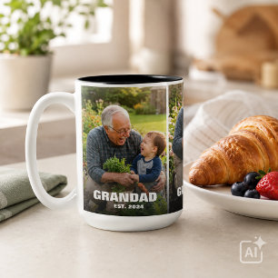 Best Grandad Bold Photo Collage Two-Tone Coffee Mug