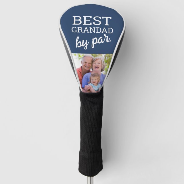 Best Grandad by par Modern blue Custom photo Golf Head Cover (Front)