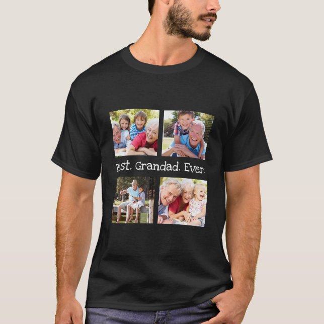Best Grandad Ever 4 Photo Collage Fun Keepsake  T-Shirt (Front)
