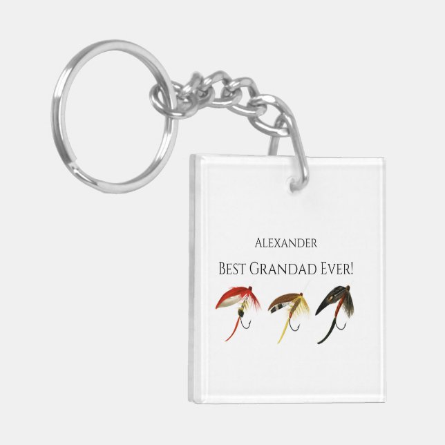 Best Grandad Ever! Fly Fish Fishermen Flyfishing Key Ring (Front Left)
