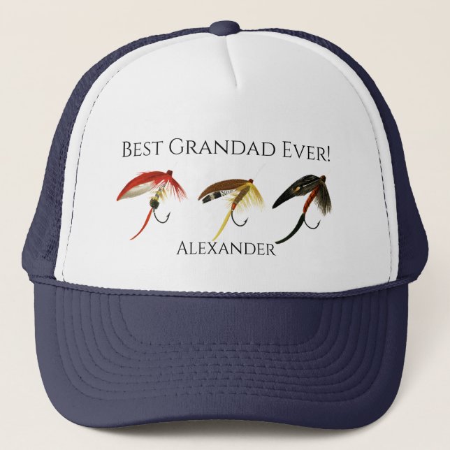 Best Grandad Ever! Fly Fish Fishermen Flyfishing Trucker Hat (Front)