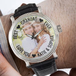 Best Grandad Ever Personalised Photo Watch<br><div class="desc">Personalised photo watch - perfect for your grandad - but you are welcome to customise the text as you wish. Upload your favourite photo and it will be displayed with a semi-opaque border overlay, as a base for the typography. The wording currently reads "Best ♥ Grandad ♥ Ever .. love...</div>