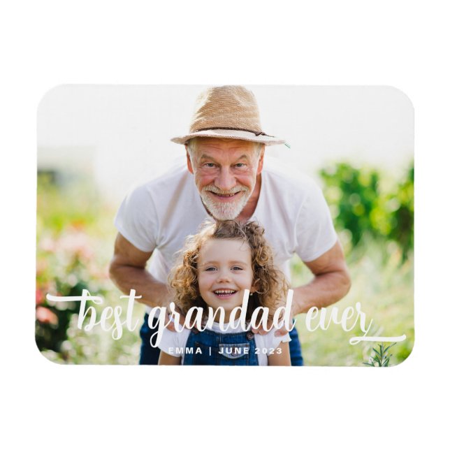 Best Grandad Ever Script Photo Magnet (Horizontal)