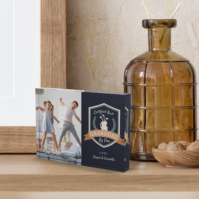 Best Granddad By Par | Golf Grandpa Photo Block (Creator Uploaded)