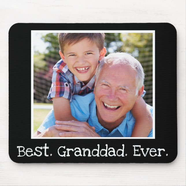 Best Granddad Ever Photo Personalised Black  Mouse Mat (Front)