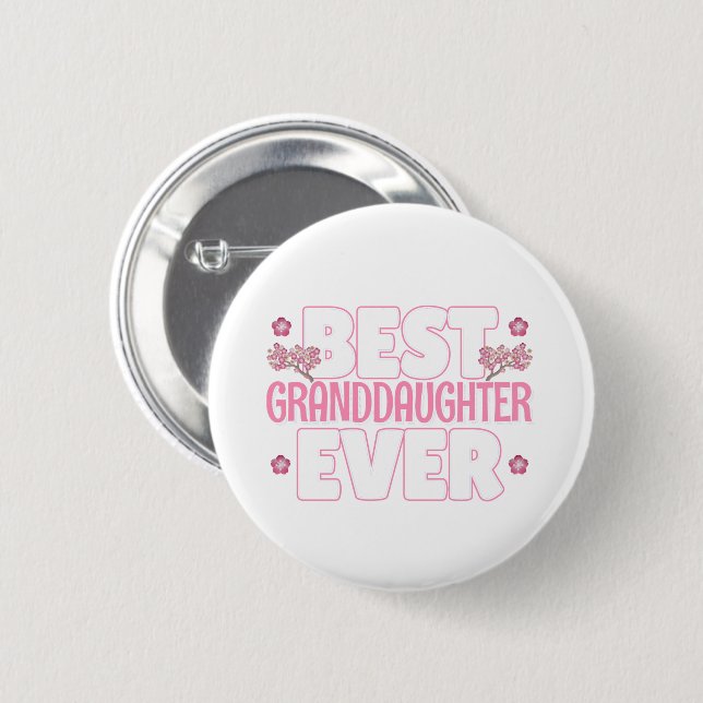 Best Granddaughter Ever - Cherry Blossoms 6 Cm Round Badge (Front & Back)