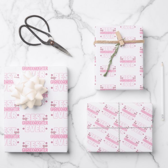 Best Granddaughter Ever - Cherry Blossoms Wrapping Paper Sheet (Front)