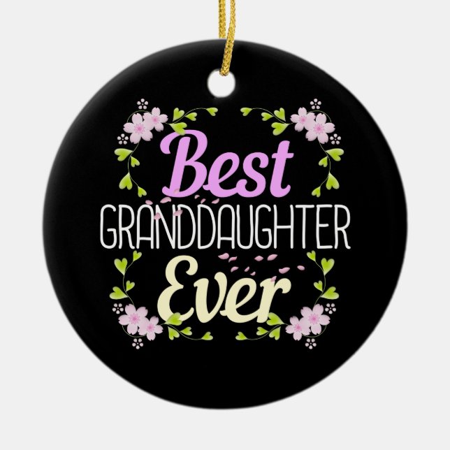 Best Granddaughter Ever - Floral Ceramic Tree Decoration (Front)