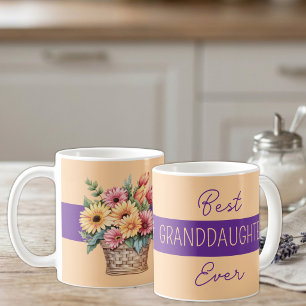 Best granddaughter ever gerbera flowers orange coffee mug