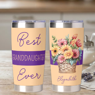 Best granddaughter ever gerbera flowers orange insulated tumbler