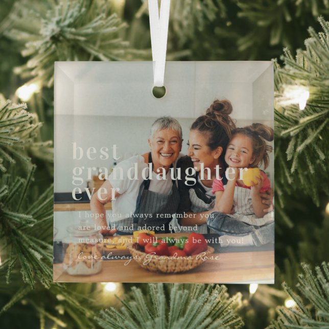 Best Granddaughter Ever | Quote & Photo Gift  Glass Tree Decoration (Insitu)