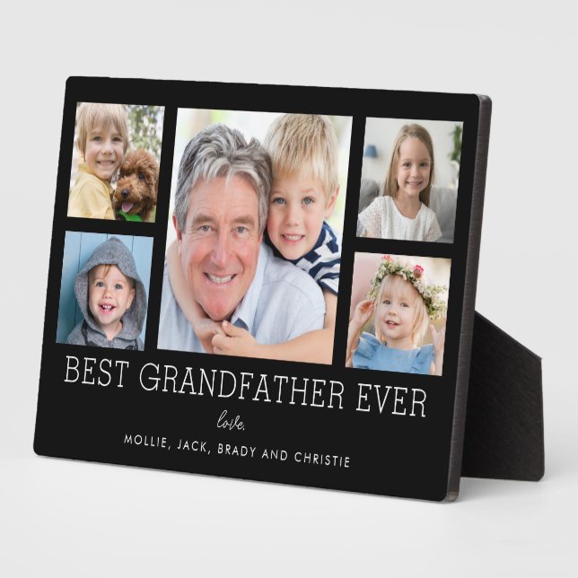 Best Grandfather Ever Grandchildren Photo Collage Plaque (Side)