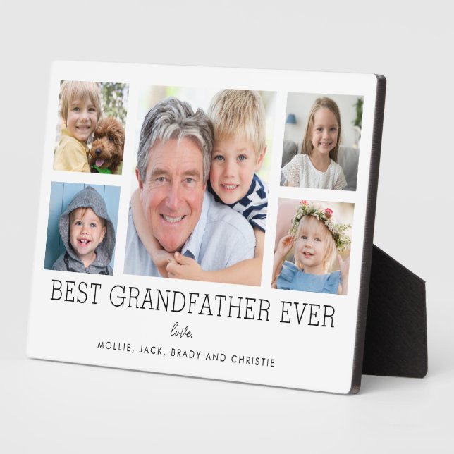 Best Grandfather Ever Grandchildren Photo Collage Plaque (Side)