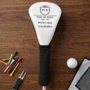 Best Grandfather Monogram Initials Man Of Merit Golf Head Cover