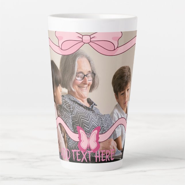  Best Grandma And Grandchildren Dusty Pink Design Latte Mug (Front)