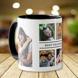 Best Grandma Black And White Grandkids 6 Photo Mug