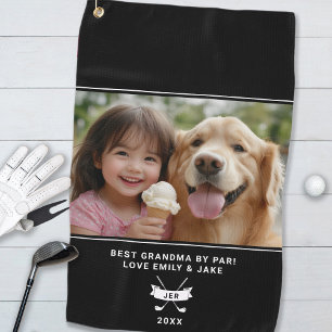 Best Grandma By Par Funny Fun Golfer Custom Photo  Golf Towel