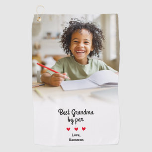 Best Grandma By Par Modern Photo Keepsake Custom  Golf Towel