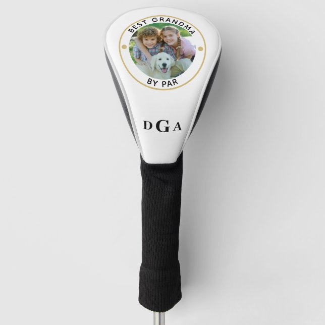 BEST GRANDMA BY PAR Photo Monogram Golf Head Cover (Front)