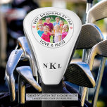 BEST GRANDMA BY PAR Photo Monogram Hearts Golf Head Cover<br><div class="desc">Create a unique photo golf head cover for the golfer grandma with the editable funny golf saying title BEST GRANDMA BY PAR with cute pink hearts personalised with a picture, your custom text (the sample says LOVE & HUGS) and her monogram in your choice of colours. OPTIONS: Change the golf...</div>